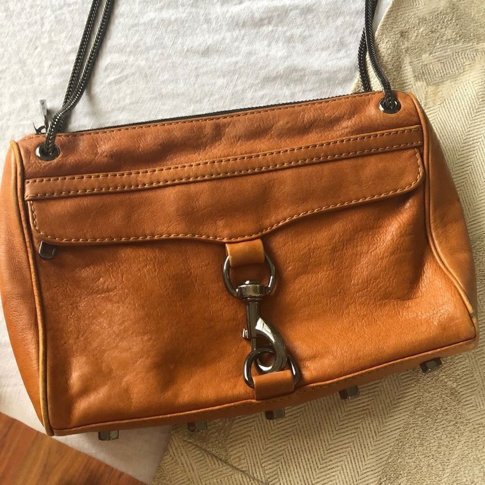 Rebecca Minkoff Honey color, leather Crossbody bag Bird print interior